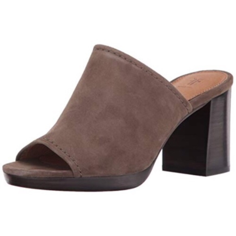 Frye Blake Peep Mule sz. 8 dark beige